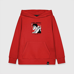 Толстовка детская хлопковая Ван-Пис, Луффи Luffy, цвет: красный