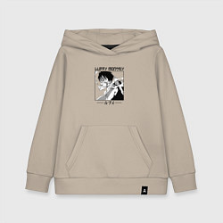 Толстовка детская хлопковая Ван-Пис, Луффи Luffy, цвет: миндальный