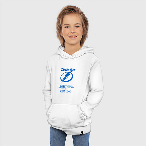 Детская толстовка-худи Tampa Bay Lightning is coming, Тампа Бэй Лайтнинг / Белый – фото 3