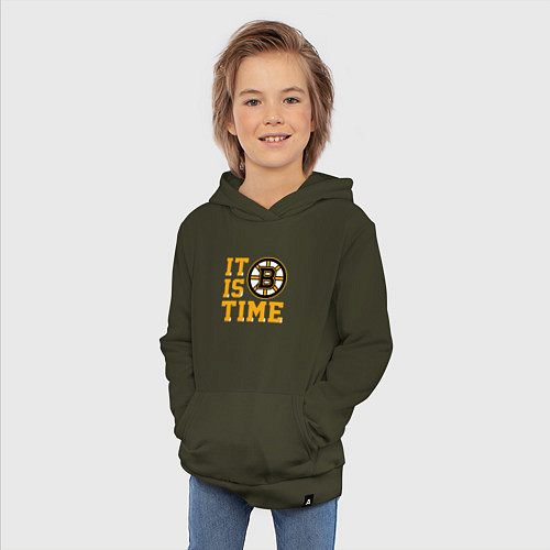 Детская толстовка-худи It Is Boston Bruins Time, Бостон Брюинз / Хаки – фото 3