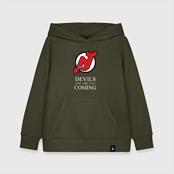 Толстовка детская хлопковая New Jersey Devils are coming Нью Джерси Девилз, цвет: хаки