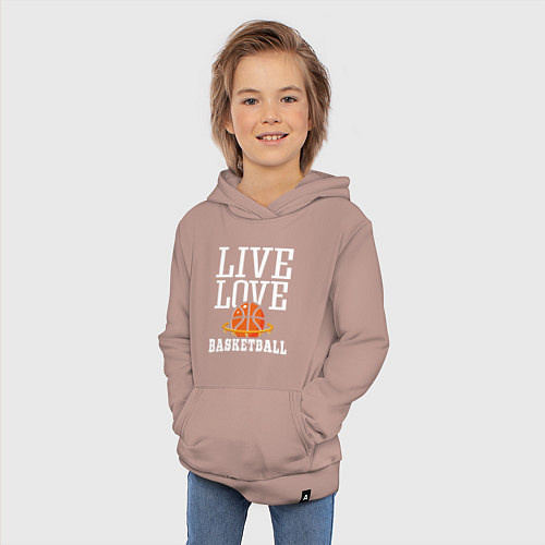 Детская толстовка-худи Live Love - Basketball / Пыльно-розовый – фото 3