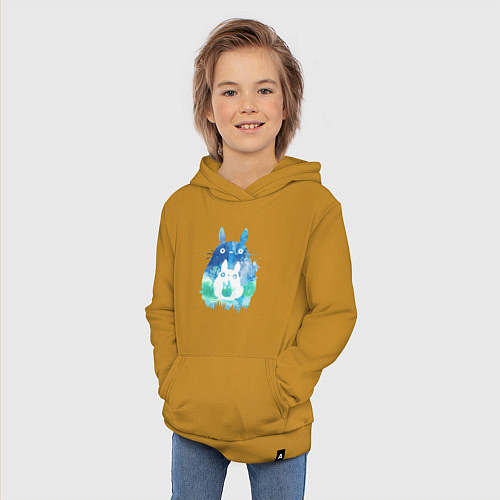 Детская толстовка-худи Семья кроликов Акварель / Горчичный – фото 3