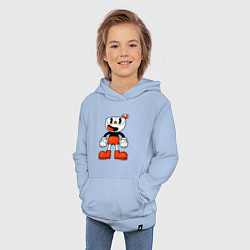 Толстовка детская хлопковая Cuphead красная чашечка, цвет: мягкое небо — фото 2