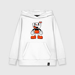 Толстовка детская хлопковая Cuphead красная чашечка, цвет: белый