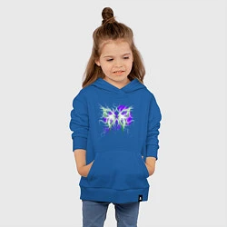 Толстовка детская хлопковая Неоновая зелено-фиолетовая бабочка, цвет: синий — фото 2