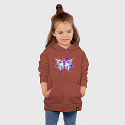 Толстовка детская хлопковая Неоновая зелено-фиолетовая бабочка, цвет: кирпичный — фото 2