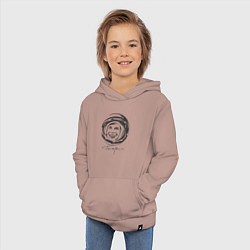 Толстовка детская хлопковая Юрий Гагарин День Космонавтики, цвет: пыльно-розовый — фото 2