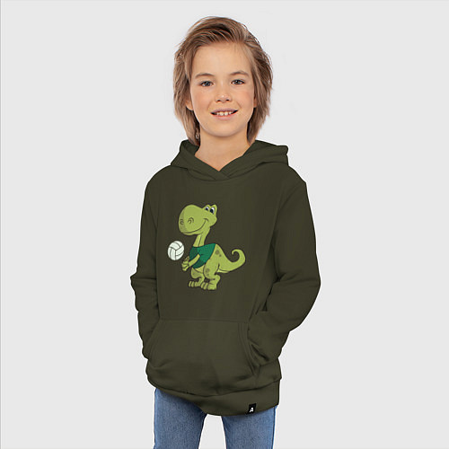 Детская толстовка-худи Volleyball Dinosaur / Хаки – фото 3