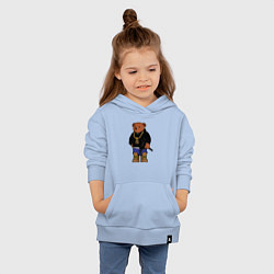 Толстовка детская хлопковая Gangsta bear Крутой мишка, цвет: мягкое небо — фото 2