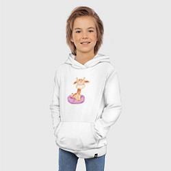 Толстовка детская хлопковая Милый Жирафик С Плавательным Кругом, цвет: белый — фото 2
