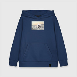 Толстовка детская хлопковая Fuji Seen from the Sea Гора Фудзи, цвет: тёмно-синий