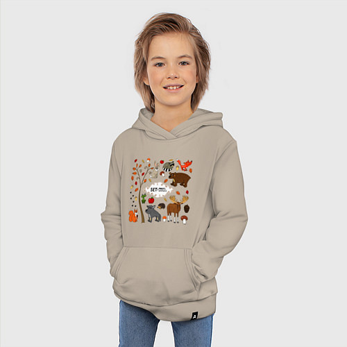 Детская толстовка-худи SET OF FOREST ANIMALS / Миндальный – фото 3