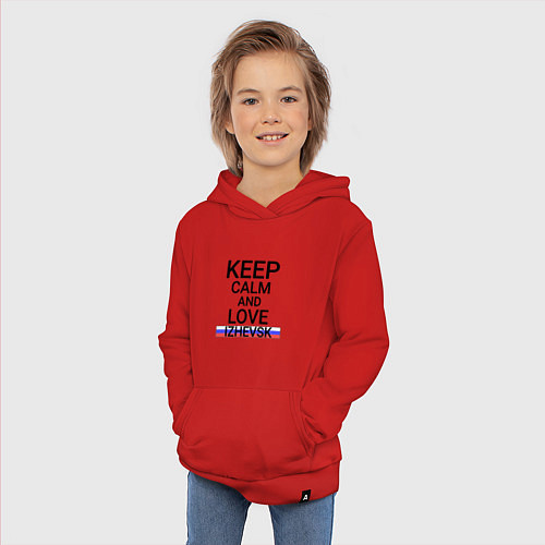 Детская толстовка-худи Keep calm Izhevsk Ижевск / Красный – фото 3