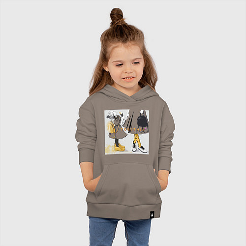 Детская толстовка-худи Мама и дочка с мороженым держатся за руки надпись / Утренний латте – фото 4