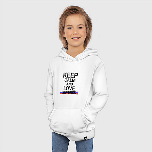 Детская толстовка-худи Keep calm Seversk Северск / Белый – фото 3