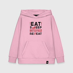 Толстовка детская хлопковая Надпись: Eat Sleep Battlefield Repeat, цвет: светло-розовый