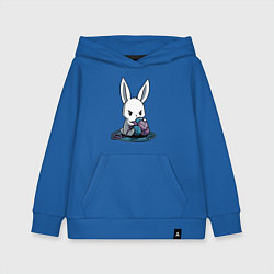 Толстовка детская хлопковая Зайчонок обнял клубки The bunny hugged the balls, цвет: синий