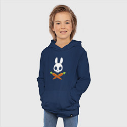 Толстовка детская хлопковая Череп кролика с двумя морковками, цвет: тёмно-синий — фото 2