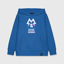 Толстовка детская хлопковая Metro Exodus в стиле Glitch Баги Графики, цвет: синий