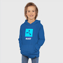 Толстовка детская хлопковая Символ Rust в неоновых цветах, цвет: синий — фото 2