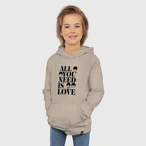 Детская толстовка-худи ALL YOU NEED IS LOVE THE BEATLES / Миндальный – фото 3