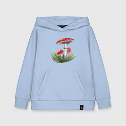 Толстовка детская хлопковая Мухоморы в траве, цвет: мягкое небо