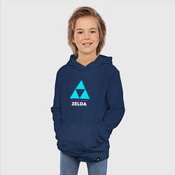 Толстовка детская хлопковая Символ Zelda в неоновых цветах, цвет: тёмно-синий — фото 2