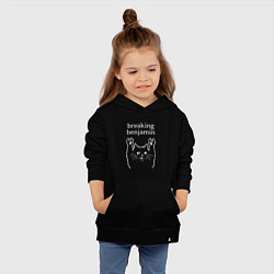 Толстовка детская хлопковая Breaking Benjamin Рок кот, цвет: черный — фото 2