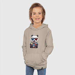 Толстовка детская хлопковая Прикольный панда с попкорном и колой, цвет: миндальный — фото 2