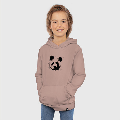Детская толстовка-худи Прикольный панда - клякса / Пыльно-розовый – фото 3