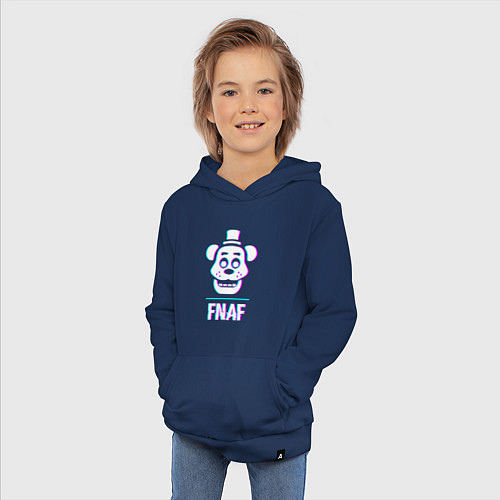 Детская толстовка-худи FNAF в стиле glitch и баги графики / Тёмно-синий – фото 3