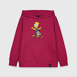 Толстовка детская хлопковая Барт Симпсон - крутой скейтер, цвет: маджента