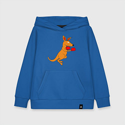 Толстовка детская хлопковая Кенгуру занимается боксом, цвет: синий