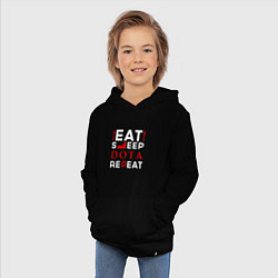 Толстовка детская хлопковая Надпись eat sleep Dota repeat, цвет: черный — фото 2