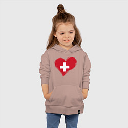 Толстовка детская хлопковая Сердце - Швейцария, цвет: пыльно-розовый — фото 2