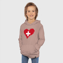 Толстовка детская хлопковая Сердце - Швейцария, цвет: пыльно-розовый — фото 2