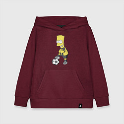 Толстовка детская хлопковая Барт Симпсон - крутой футбольный форвард, цвет: меланж-бордовый