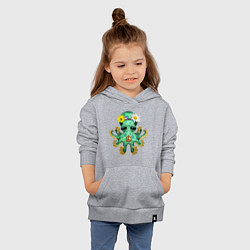 Толстовка детская хлопковая Мир - Зелёный Осьминог, цвет: меланж — фото 2