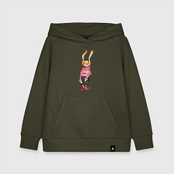 Толстовка детская хлопковая Заяц в свитере, цвет: хаки