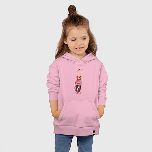 Детская толстовка-худи Заяц в свитере / Светло-розовый – фото 4