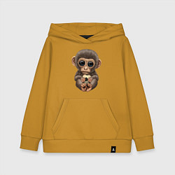Толстовка детская хлопковая Футбол - Обезьянка, цвет: горчичный