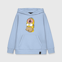 Толстовка детская хлопковая Мартышка бьёт в тарелки в голове Гомера Симпсона, цвет: мягкое небо