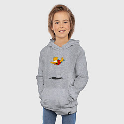 Толстовка детская хлопковая Барт Симпсон - падение, цвет: меланж — фото 2