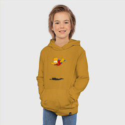 Толстовка детская хлопковая Барт Симпсон - падение, цвет: горчичный — фото 2