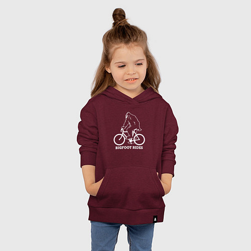 Детская толстовка-худи Бигфут на велосипеде / Меланж-бордовый – фото 4