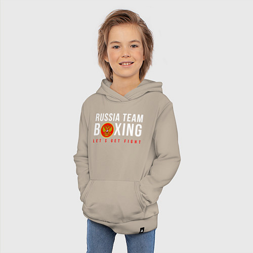 Детская толстовка-худи Boxing national team of russia / Миндальный – фото 3