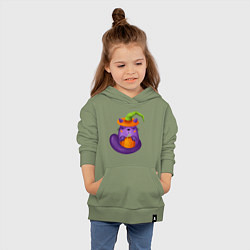 Толстовка детская хлопковая Кот с тыквой на Хеллоуин, цвет: авокадо — фото 2