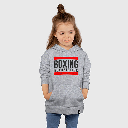 Детская толстовка-худи Novosibirsk boxing team / Меланж – фото 4