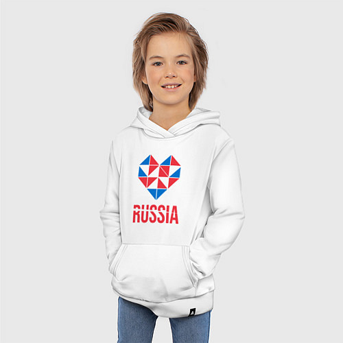 Детская толстовка-худи Россия в моём сердце / Белый – фото 3